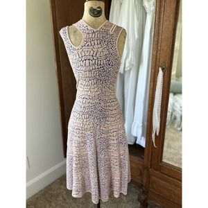 MCQ Alexander McQueen Knit Dress Cutout Sleeveless Fit &‎ Flare Pink Blue S